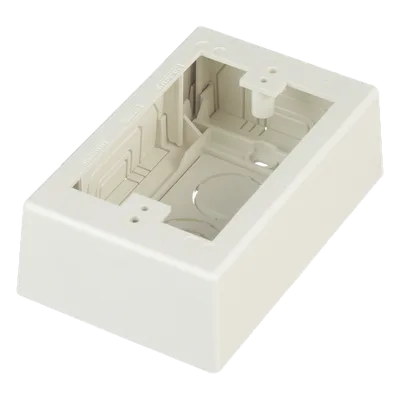 Caja de Pared Superficial / PVC Auto-extinguible / 5 x 3.26 x 1.62 in / Salidas 1/2-3/4-1 in / Blanco Mate