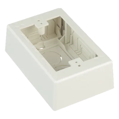 Caja de Pared Superficial / PVC Auto-extinguible / 5 x 3.26 x 1.62 in / Salidas 1/2-3/4-1 in / Blanco Mate