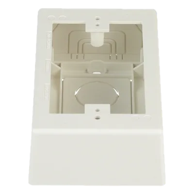 Caja de Pared Superficial / PVC Auto-extinguible / 5 x 3.26 x 1.62 in / Salidas 1/2-3/4-1 in / Blanco Mate