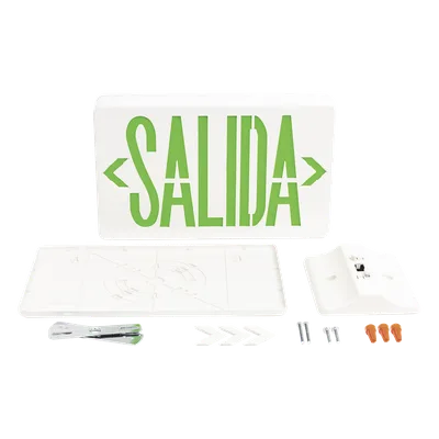 Letrero LED de Emergencia / Voltaje Dual 120/240 VAC / Autonomía 90 min / Montaje Universal / Batería Ni-Cd Incluida / 2.0 W