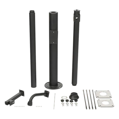 Poste Seccionado para Cámara PTZ / 3 m (9.8 ft) de Altura / 3 Secciones de 1 m / Base de Cimentación 330 mm / Soporte PTZ 48.5 mm / Sellos Impermeables / Color Negro