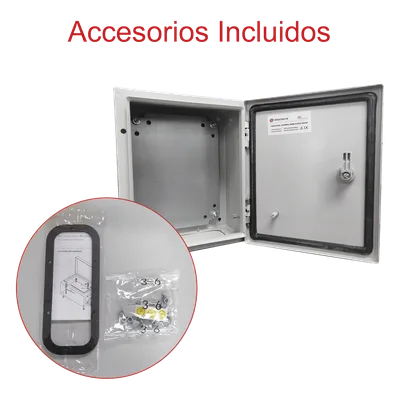 Gabinete de Acero IP66 / IK10 / 250 x 300 x 150 mm / Carga 30 kg / Placa Montaje 200 x 265 mm / Cerradura con Llave