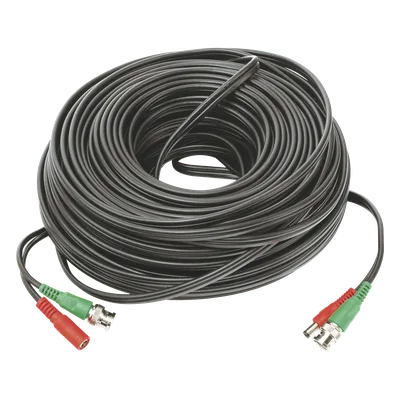 Cable Coaxial BNC RG59 + Alimentación / SIAMES / 50 Metros (164 Pies) / 100% COBRE / 4K UHD / Interior y Exterior