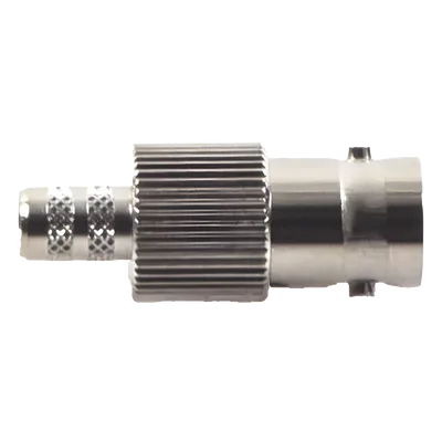 Conector BNC Hembra / Anillo Plegable / Cables RG-8/X, LMR-240, 9258 / Cuerpo Bronce Niquelado / Contacto Oro 24K / Aislamiento Delrin