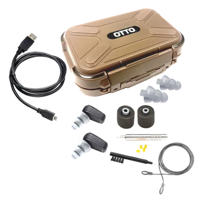 Tapones auditivos electrónicos / Detección y filtrado de voz / Atenuación 40 dB / Amplificación 5x / IP67 / 16 horas batería