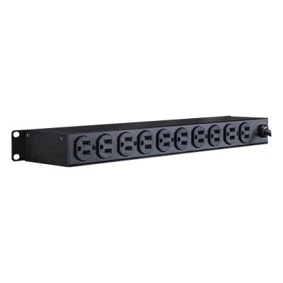 PDU Básico Rack / 10 Salidas NEMA 5-15R / 15 Amp / 120 Vca / 1U / Cable 4.5 m (14.8 ft)