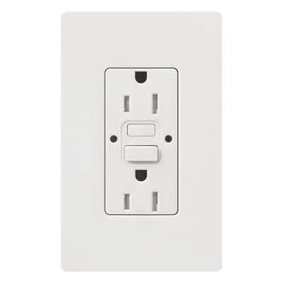 Tomacorriente Dúplex GFCI / 15 A / 125 V / Autocomprobable / Resistente a Manipulaciones / Indicadores LED / Cara Decorador