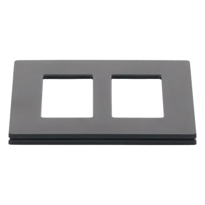 Placa de Pared / 2 Espacios / Diseño sin Tornillos Visibles / Acabado Satinado Midnight / Compatible Atenuadores y Controles Lutron