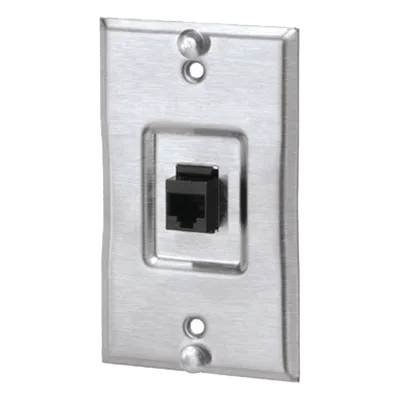 Placa de Pared / 1 Puerto Keystone / Cat5e / Acero Inoxidable / 2.74 x 4.50 pulgadas