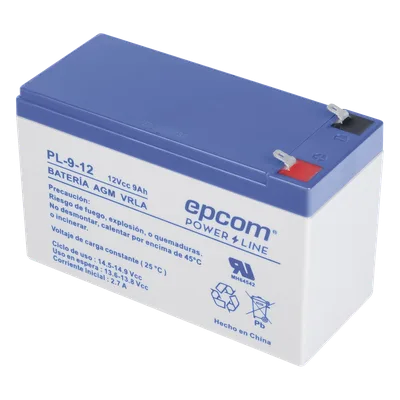 Batería 12 Vcc / 9 Ah / UL / Tecnología AGM-VRLA / Para uso en equipo electrónico Alarmas de intrusión / Incendio/ Control de acceso / Video Vigilancia / Terminales F1 / Cargador recomendado CHR-80.