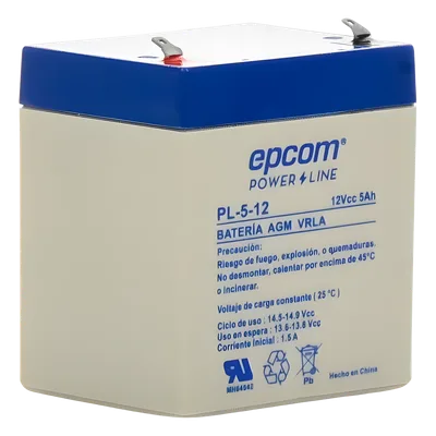 Batería 12 Vcc / 5 Ah / UL / Tecnología AGM-VRLA / Para uso en equipo electrónico Alarmas de intrusión / Incendio/ Control de acceso / Video Vigilancia / Terminales F1 / Cargador recomendado CHR-80.