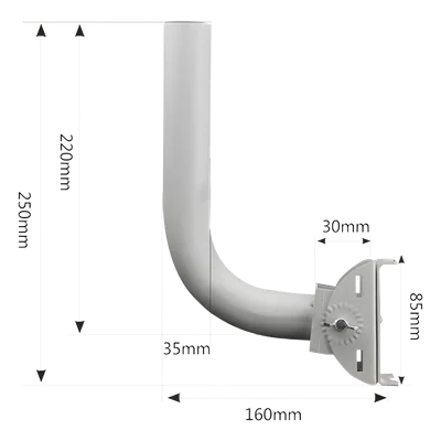 Montaje de Brazo Universal / Ajuste de Azimut 0 a 120° / Acero con Recubrimiento en Polvo / Diámetro 35 mm / Peso 1.2 kg / Compatible con Múltiples Marcas