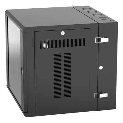 Gabinete de Montaje en Pared / 19in / 12 UR / 635mm (25in) Profundidad / Ventana de Seguridad / Acero y Vidrio Templado