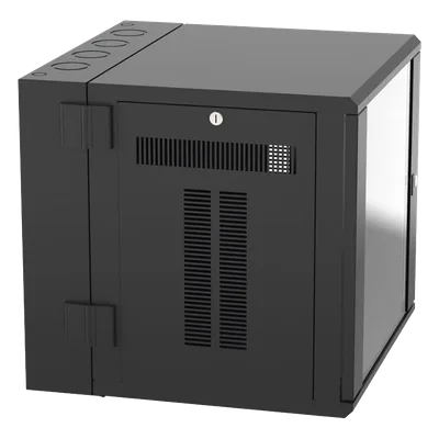 Gabinete de Montaje en Pared / 19in / 12 UR / 635mm (25in) Profundidad / Ventana de Seguridad / Acero y Vidrio Templado