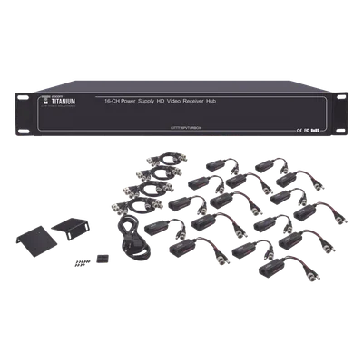 Kit Transceptor Activo / 16 Canales / Video + Potencia por UTP / 4K a 150 m (492.1 ft) / Rack 19" / HD-TVI/CVI/AHD/CVBS