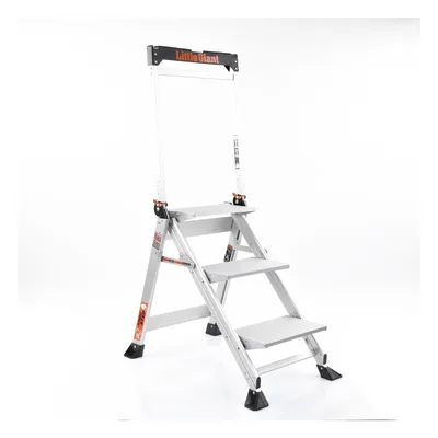 Escalera de Tijera / 3 Peldaños Jumbo / Altura 0.67 m (2.2 ft) / Capacidad 170 kg (375 lbs) / Barra Anti-caídas / Almohadillas Antideslizantes