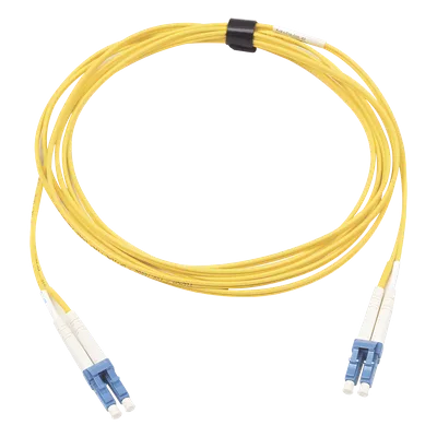 Jumper de Fibra Óptica Monomodo (OS2), XGLO, Riser, LC/UPC-LC/UPC Duplex, OFNR, Color Amarillo, 7 Metros