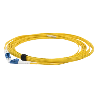 Jumper de Fibra Óptica Monomodo (OS2), XGLO, Riser, LC/UPC-LC/UPC Duplex, OFNR, Color Amarillo, 7 Metros