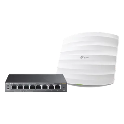 Kit Access Point y Switch PoE / Doble Banda AC / 1750 Mbps / 8 Puertos Gigabit / 55W PoE Total