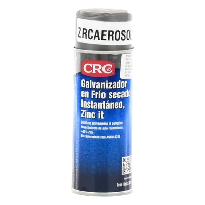 Recubrimiento Zinc en Aerosol / 93% Zinc Puro / 368 gr / Película 76 µ / Acabado Gris Brillante / Protección Anticorrosión