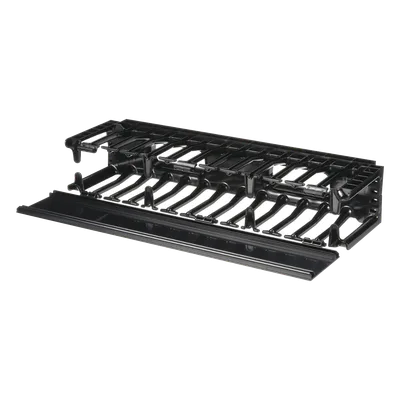 Organizador de Cables Horizontal / Alta Densidad / 19in / 2UR / Frontal Único / ABS con Radio de Curvatura