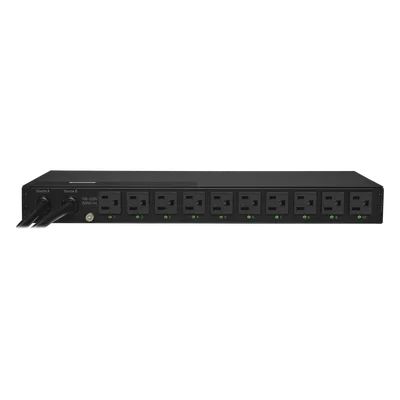 PDU ATS (Fuente Redundante Auto-transferible) Monitoreable, Para Distribución de Energía, 2 Entradas 120 Vca NEMA5-15P, Con 10 Salidas NEMA 5-15R, Horizontal 19in, 1UR