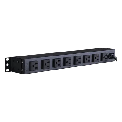 PDU Básico Rack / 8 Salidas NEMA 5-15R Traseras / 15 Amp / 120 Vca / 1UR / Cable 4.5 m (14.8 ft)