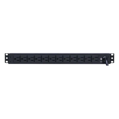 PDU Básico Rack / 12 Tomas NEMA 5-15R Traseras / 15 Amp / 120 Vca / 1UR / Cable 4.5 m (14.8 ft)