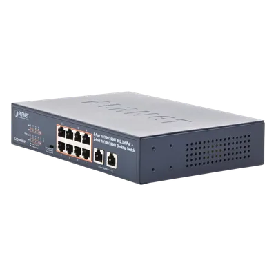 Switch PoE+ / 8 Puertos Gigabit 802.3at / 2 Puertos Uplink / Presupuesto PoE 120 W / Alcance Extendido 250 m (820.2 ft) / Rackeable 1U