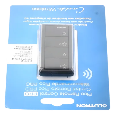 Control Inalámbrico de 4 Botones / 2 Grupos de Luces / RF 431-437 MHz / Alcance 18 m (59 ft) Línea de Vista / Batería 10 Años / Montaje Múltiple