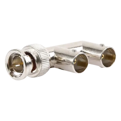 Adaptador RF / BNC Macho a Doble BNC Hembra / 75 Ohm / Splitter en F / Contacto Oro 24k / Aislante Delrin