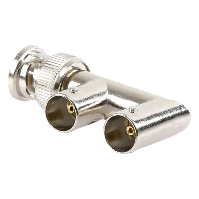 Adaptador RF / BNC Macho a Doble BNC Hembra / 75 Ohm / Splitter en F / Contacto Oro 24k / Aislante Delrin