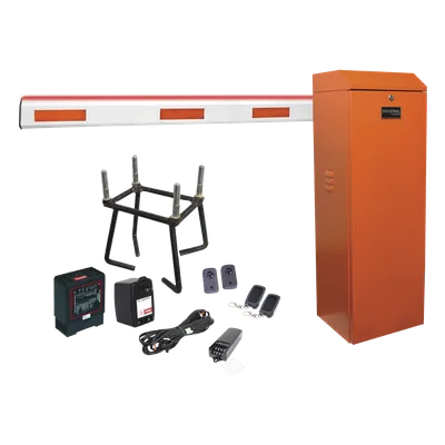 Kit COMPLETO Barrera Izquierda XB NARANJADA / 3M / Iluminacion LED Rojo-Verde / Incluye Sensor de masa, Transformador, Lazo, Ancla, Fotoceldas y 2 Controles Inalámbricos