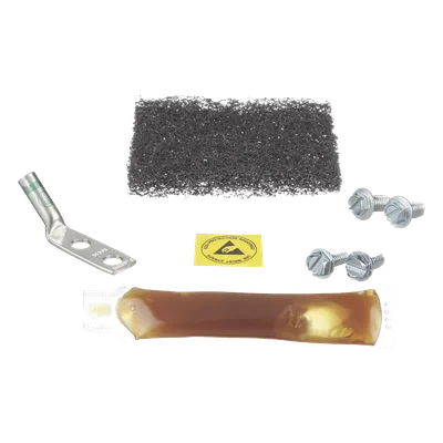 Kit de Puesta a Tierra ESD / Terminal 2 Orificios 45° / Espaciado 5/8" (15.9 mm) / Pasta Antioxidante 5cc / Tornillos 12-24 y M6