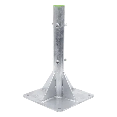 Base para Mástil / Tubo 2" Ced. 30 / Altura 80 cm (2.6 ft) / Base 50 x 50 cm / Galvanizado por Inmersión / 4 Barrenos de Fijación