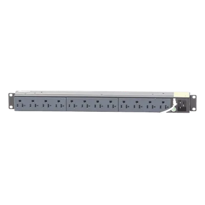PDU Básico para Rack / 12 Contactos NEMA 5-20R / Entrada NEMA 5-15P / 15A / 120 Vca / Montaje Horizontal 1U / 19 in