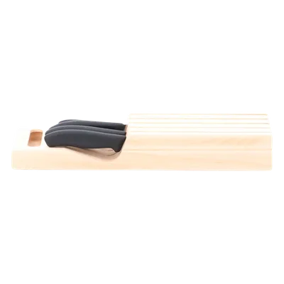 Portacuchillos de Cajón / Madera de Haya Suiza / 5 Cuchillos / Polipropileno Negro / 435 x 148 x 65 mm