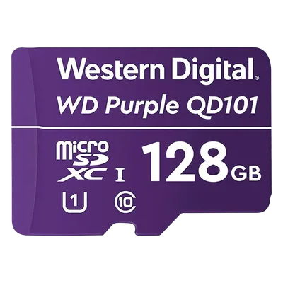Memoria microSD de 128 GB PURPLE, Especializada Para Videovigilancia, 10 VECES MAYOR DURACIÓN, 3 AÑOS DE GARANTIA