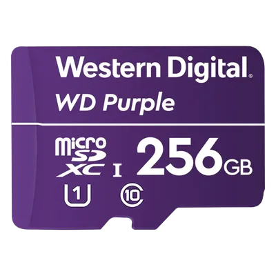 Memoria microSD de 256 GB PURPLE, Especializada Para Videovigilancia, 10 VECES MAYOR DURACIÓN, 3 AÑOS DE GARANTIA