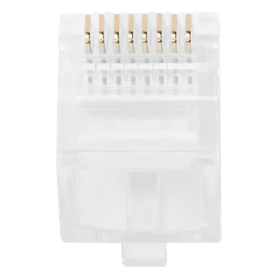 Plug Pass Through RJ45 Cat5e / Sin Blindaje / Chapado Oro 30 Micras / Calibre 24AWG / 100 Piezas