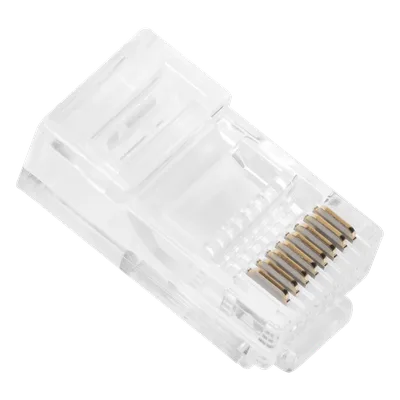 Plug Pass Through RJ45 Cat5e / Sin Blindaje / Chapado Oro 30 Micras / Calibre 24AWG / 100 Piezas