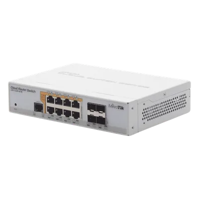 Switch PoE Administrable L3 / 8 Puertos Gigabit RJ45 / PoE 802.3af/at y Pasivo / 4 Puertos SFP 1 Gbps / 160 W / 12 Puertos Independientes