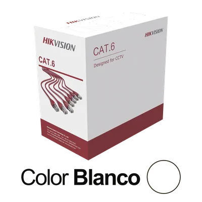 Bobina de Cable UTP / Cat 6 / 24 AWG / 305 m (1000 pies) / CCA / PVC CM / Interior / 250 MHz / PoE / Blanco