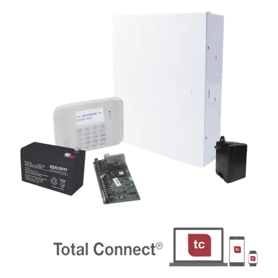 Panel de alarma VISTA-48LA / teclado alfanumérico con receptor RF / batería 12 V 9 Ah / transformador 16.5 Vca / gabinete