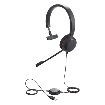 Jabra Evolve 20 Mono con conexión USB, micrófono con cancelación de ruido de ultima generación, configuración Plug and Play (4993-829-209)