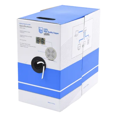 Bobina de Cable UTP Cat5e para Exterior / 305 m (1000 pies) / 24 AWG / 6.2 mm / Certificado UL / 100% Cobre / Sin Blindaje