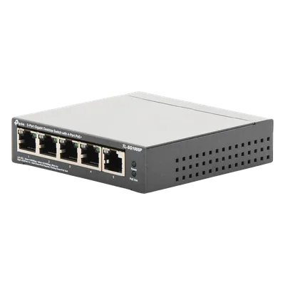 Switch de Escritorio / 5 Puertos Gigabit / 4 Puertos PoE 802.3af/at 65W / PoE Extendido 250m (820 pies) / Sin Ventilador