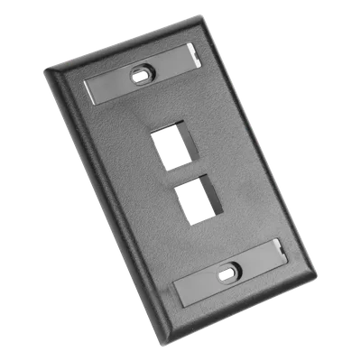 Placa de Pared Vertical / 2 Puertos Keystone / Diseño Plano / 69.8 x 114.3 mm (2.75 x 4.5 pulg.) / Etiquetas Integradas / Color Negro