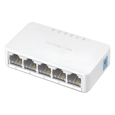 Switch de Escritorio / 5 Puertos 10/100 Mbps / Capacidad de Conmutación 1 Gbps / Sin Ventilador / Plug and Play