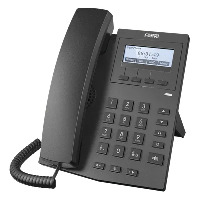 Teléfono IP empresarial para 2 lineas SIP con pantalla LCD 128 x 48 Px y conferencia de 3 vías, PoE